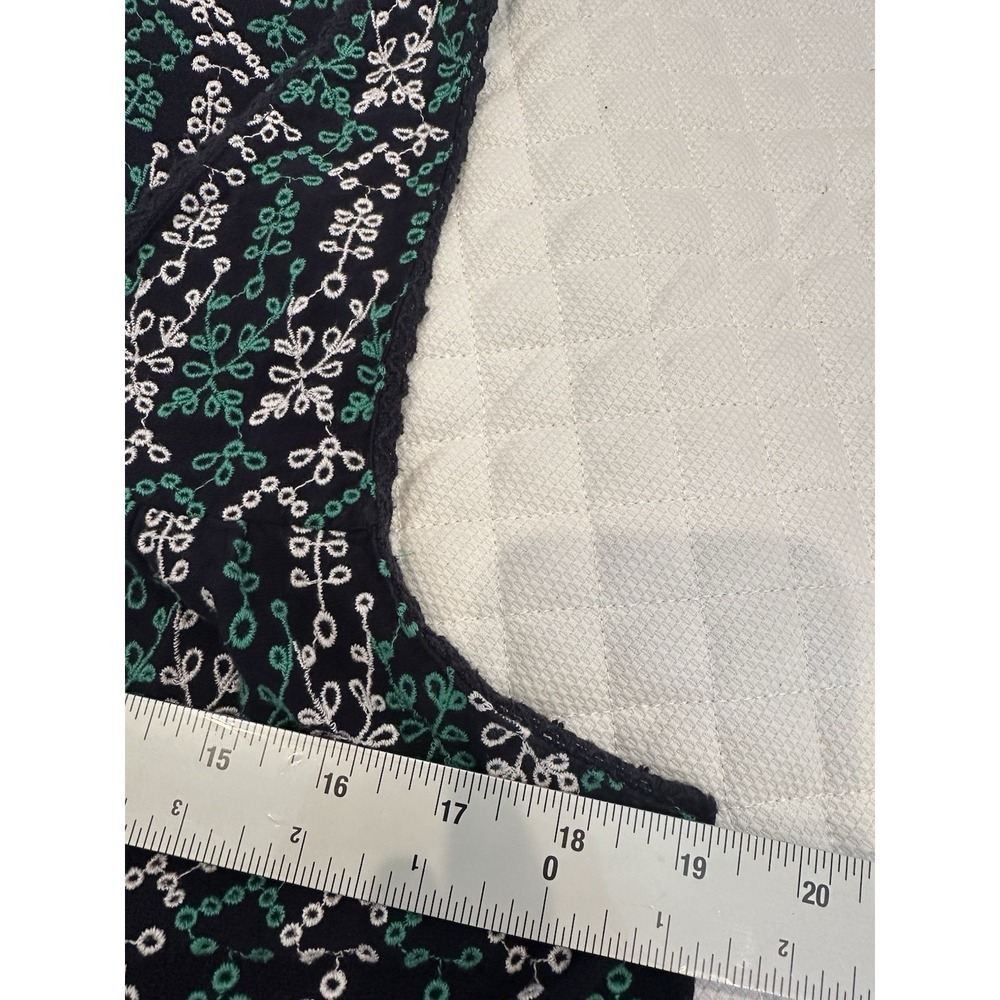 Maeve by Anthropologie Cammie Embroidered Peplum Top Eyelet Navy Green Tank L - Picture 7 of 7